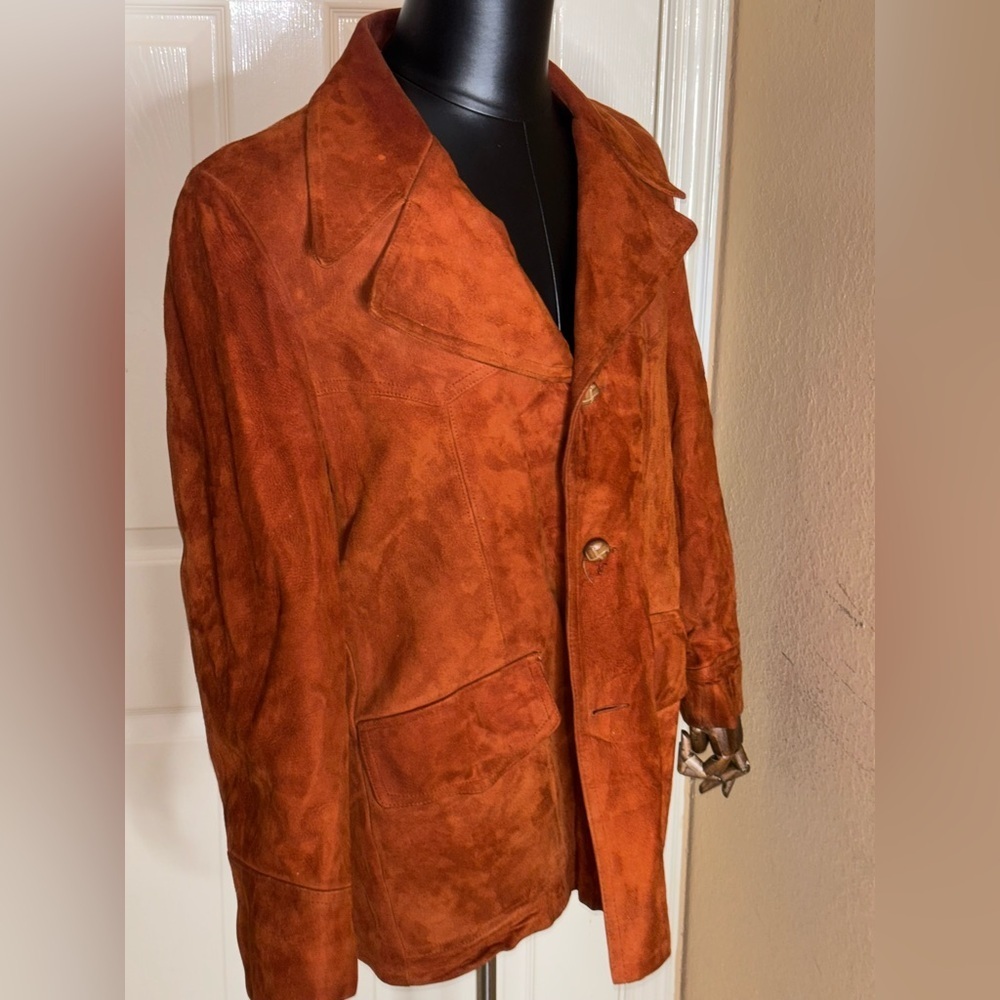 1970's Silton Mens Suede Leather Blazer Sport Coat Jacket 44 - Picture 4 of 10